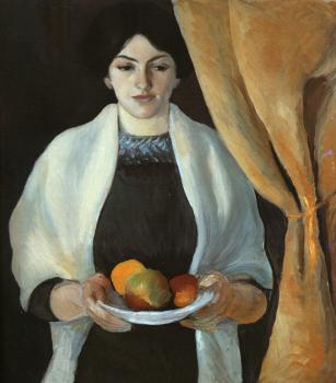 August Macke : Portrait with apples